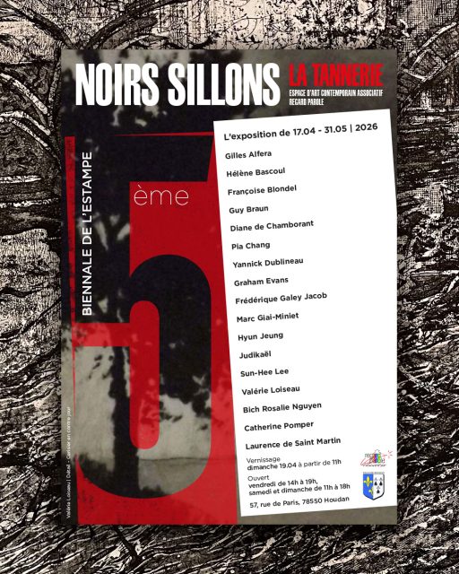 Retrouvons-nous au vernissage de Noirs Sillons, la 5ème biennale de l'estampe, à La Tannerie, le dimanche 19 avril dès 11h.
J'exposerai mes gravures aux côtés de 16 autres artistes. Vous y retrouverez notamment Chemin d'arabesques, une gravure à l'eau forte, que je vous dévoile ici, ainsi que la dernière gravure que je vous ai présentée : L'eau tumultueuse.
L’exposition sera visible du 17 avril au 31 mai 2026. Je serai heureuse de vous accueillir aussi certains week-end, entre autres le samedi 25 avril.
À bientôt