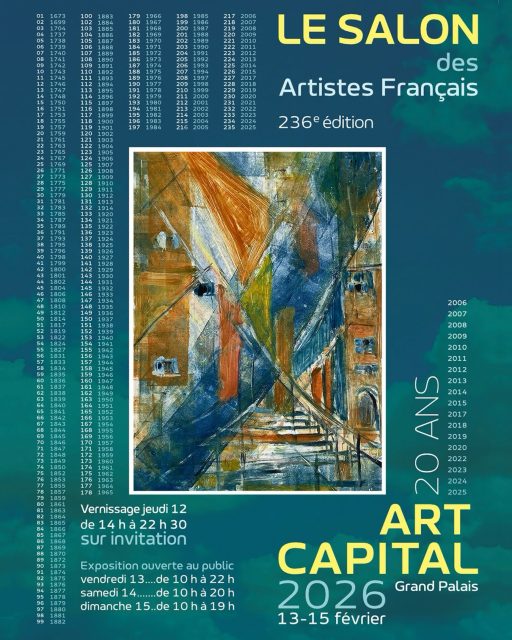 Je suis très heureuse de vous annoncer ma présence au Salon des Artistes Français dans le cadre de la soixantième édition d’ART CAPITAL, qui réunit 4 salons différents et plus de 2000 artistes sous la verrière du Grand Palais, récemment rénovée.
Je vous accueillerai au sein de la SECTION GRAVURE du salon des ARTISTES FRANÇAIS (stand G52), entourée d’une cinquantaine de graveurs, du vendredi 13 au dimanche 15 février 2026, tous les après-midi ainsi que le vendredi jusqu’à 22h.
Au plaisir de vous y retrouver !